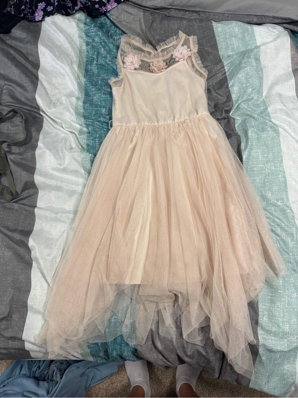 Zunie Blush Pink Tulle Floral Applique Dress